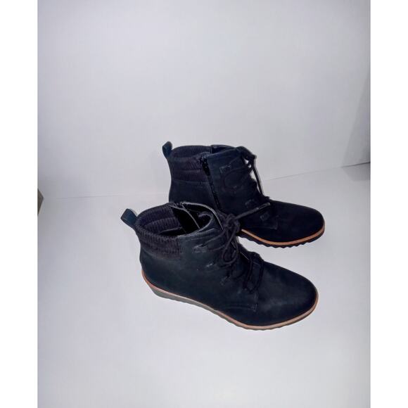 Women Life Stride Velocity Zayne Wedge Black String up Side Zip Booties Size 9 - Picture 3 of 9